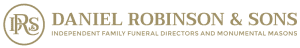 Daniel Robinson & Sons logo in a gold colour. It reads: "Independent Family Funeral Directors and Monumental Masons"