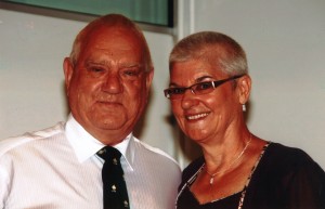 Man and woman smiling to camera