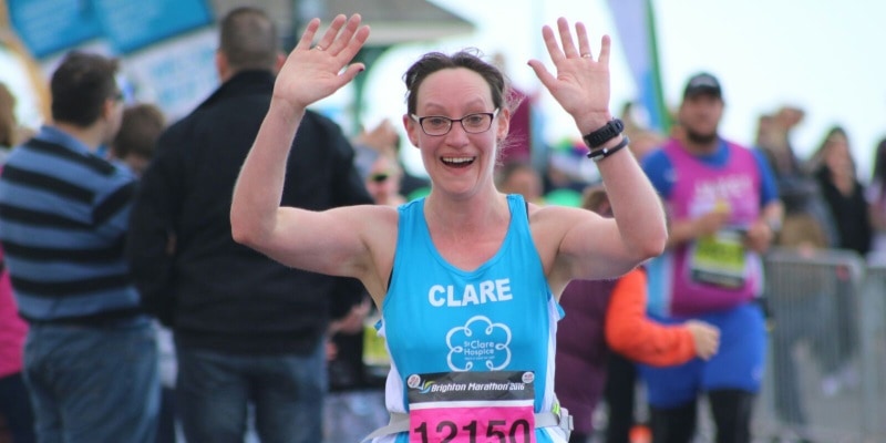 Clare running the Brighton Marathon