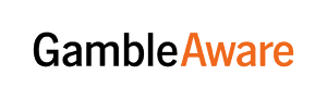GambleAware logo, with "Gamble" in a black sans-serif font and "Aware" in an orange sans-serif font.