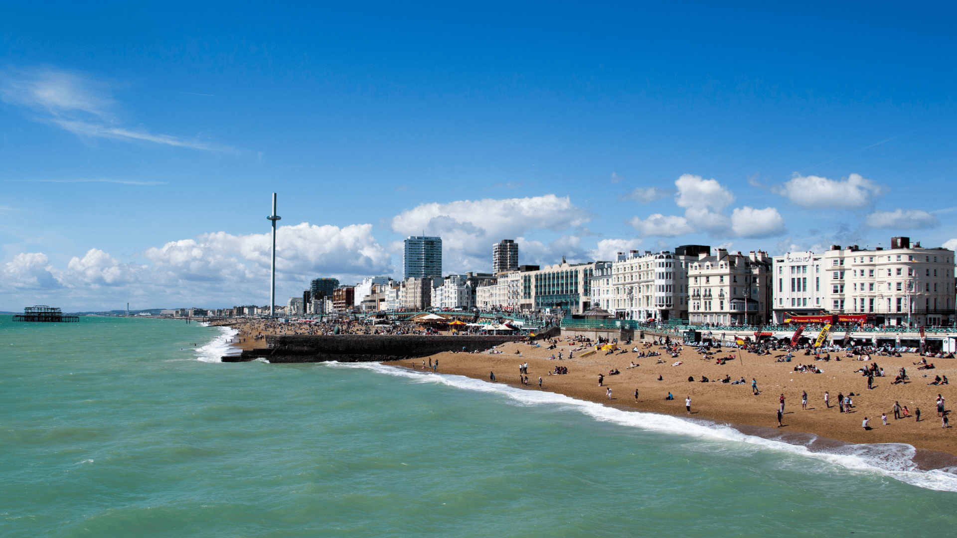 Photo of Brighton's coastal seafront.